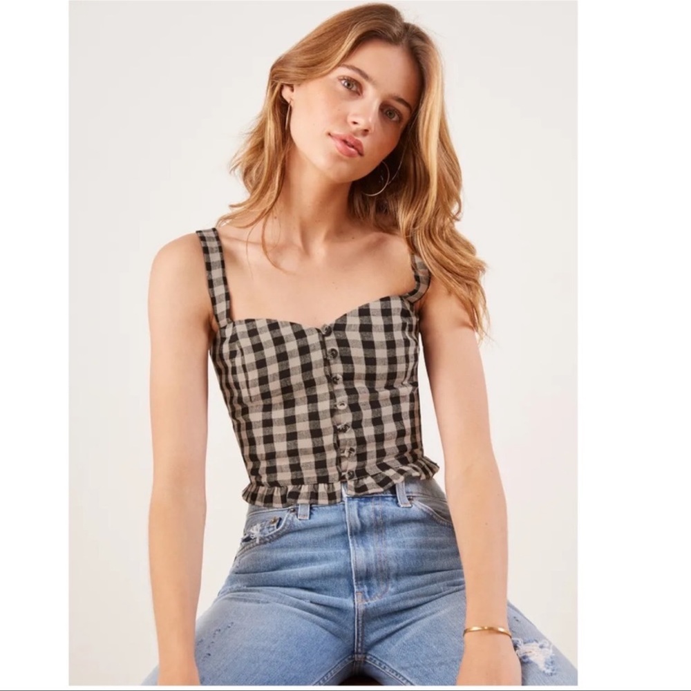 Reformation linen gingham crop top